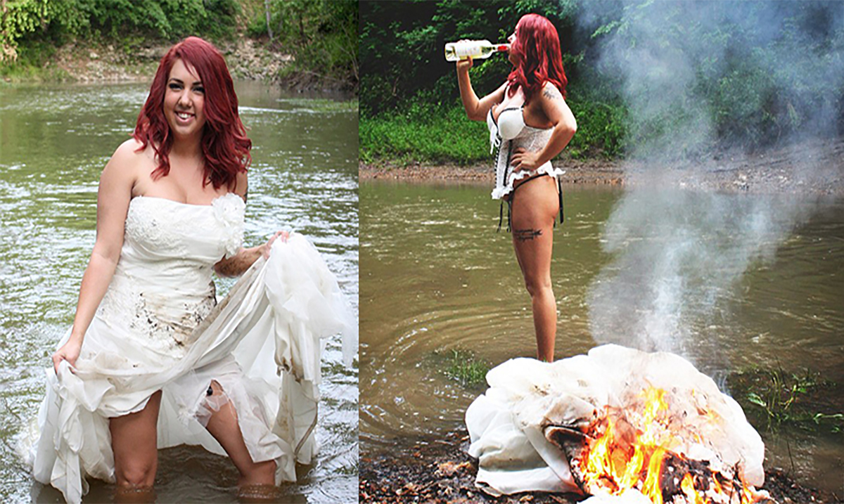 Woman Plans Divorce Photoshoot Where She Sets Her Own Wedding Dress on Fire